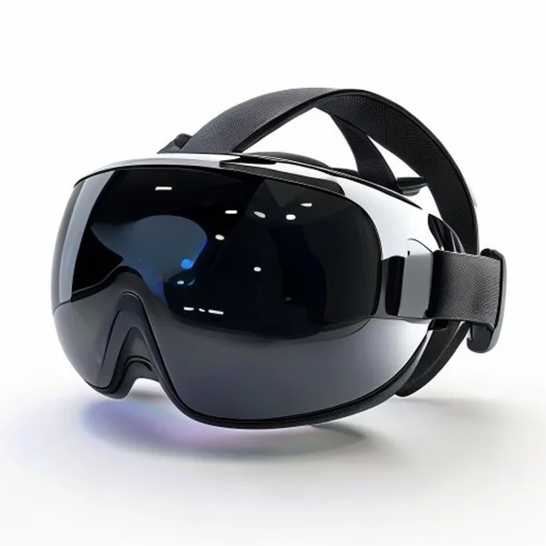 Detailed 3D Model Of A Sleek Futuristic Vr Headset, Glossy Black Visor, Ergonomi