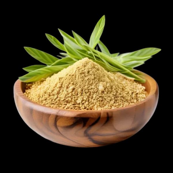 Export Quality Lemongrass Whole Spice And Fine Powder In Wooden Bowl Macro Textu