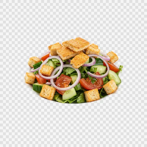 Salad Fattoush Saudi Segar Roti Pita Crouton Renyah Transparan PNG