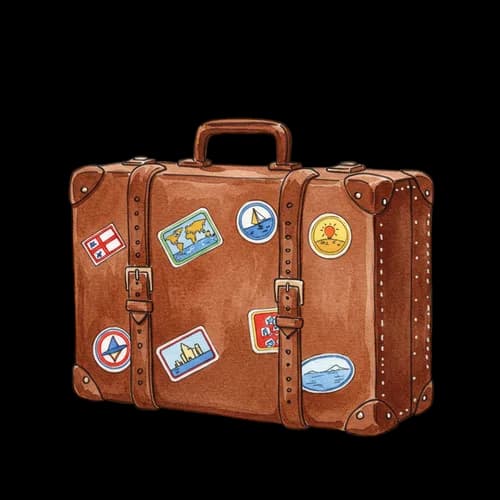 Valigia vintage pelle marrone adesivi PNG download gratuito