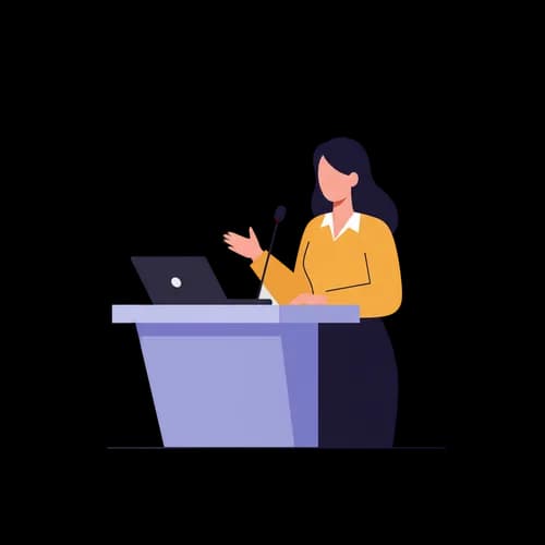 Woman speaker giving a presentation at a podium