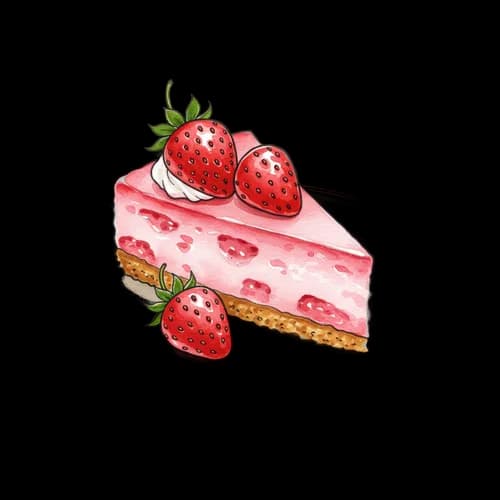 Slice of fresh strawberry cheesecake with fruit topping JPG Image