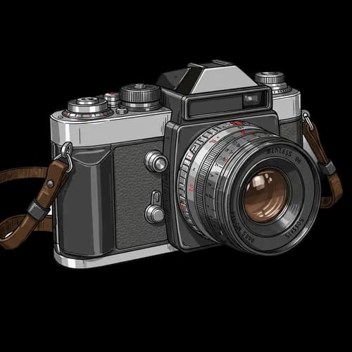 Vintage film camera illustration with leather strap JPG Image