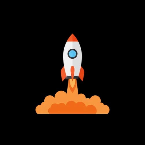 Flat vector illustration of a space rocket launching