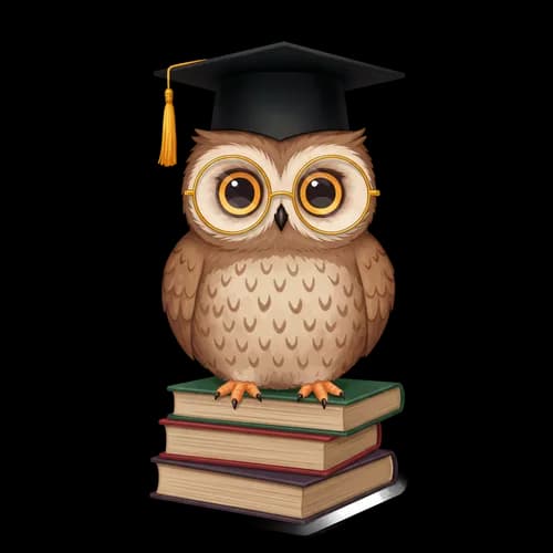 Coruja fofa com capelo e óculos sentada em livros download grátis