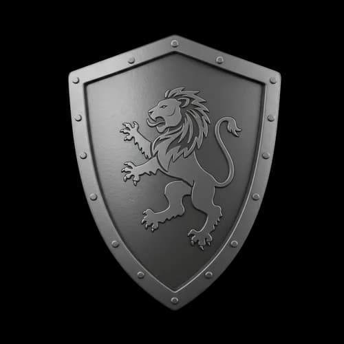 Metal shield with lion heraldry emblem JPG Image