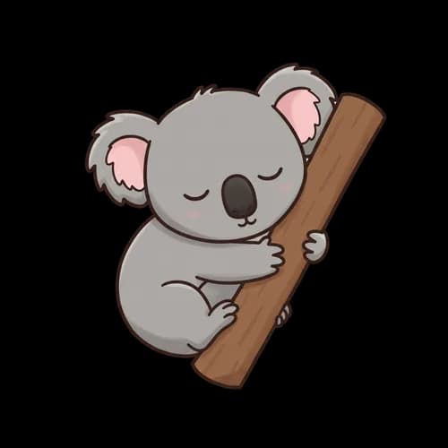 Cute pixel art koala sleeping on a tree branch JPG Image