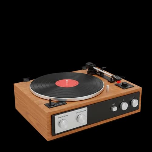 Vintage wooden vinyl record player on display JPG Image