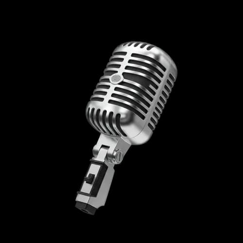 Vintage silver retro microphone for music and broadcasting