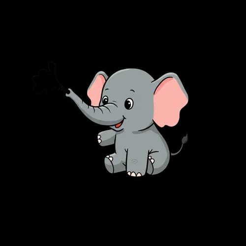Cute cartoon elephant spraying water with its trunk JPG Image