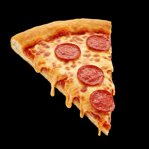 One slice of delicious pepperoni pizza with melted cheese