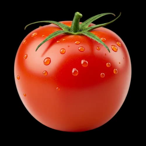 Fresh red tomato with water droplets