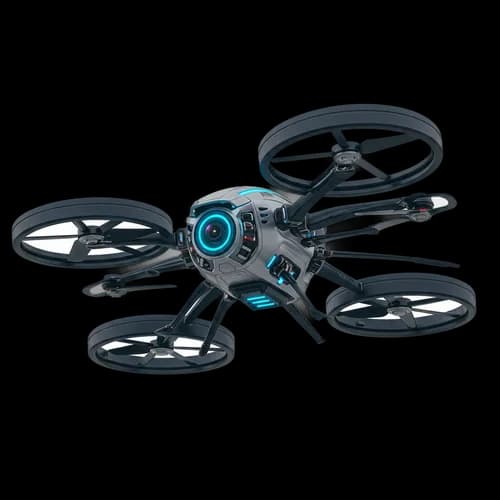 Drone futuristico moderno con luci blu incandescenti – download gratuito
