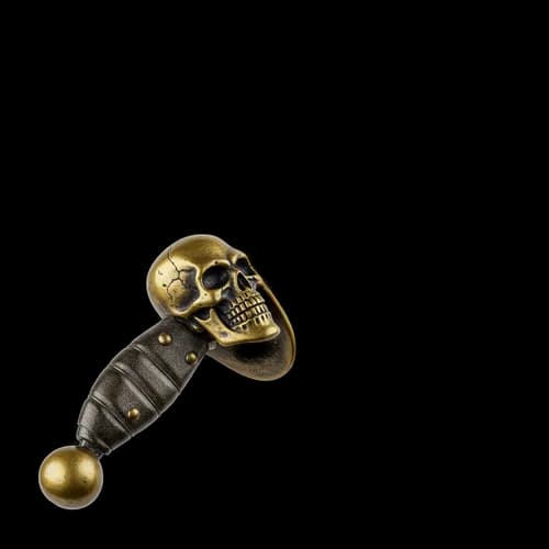Decorative metallic skull handle for a walking cane