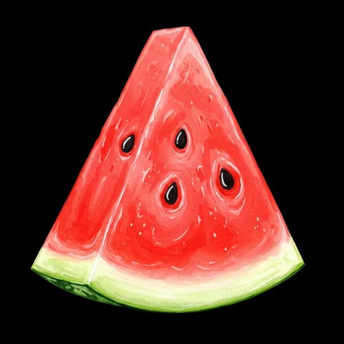 Fresh red watermelon slice with black seeds