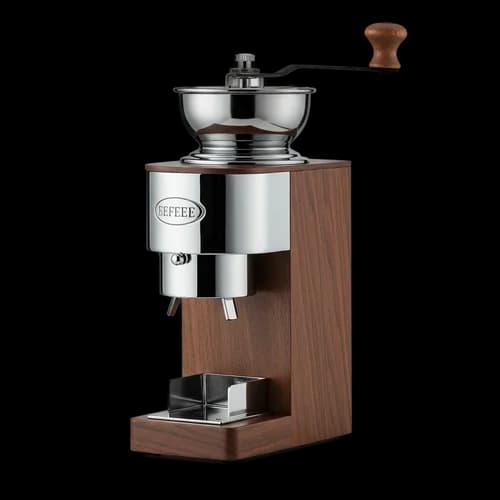 Manual wooden coffee grinder with metal top