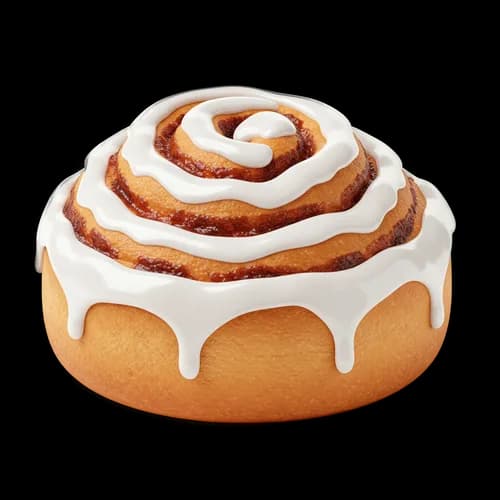 Fresh sweet cinnamon roll with white sugar icing