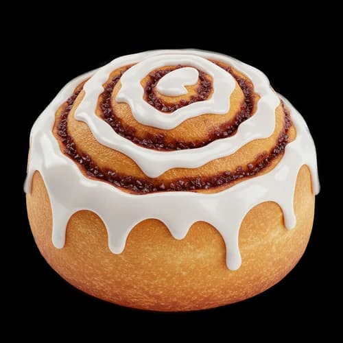 Fresh sweet cinnamon roll with white icing glaze