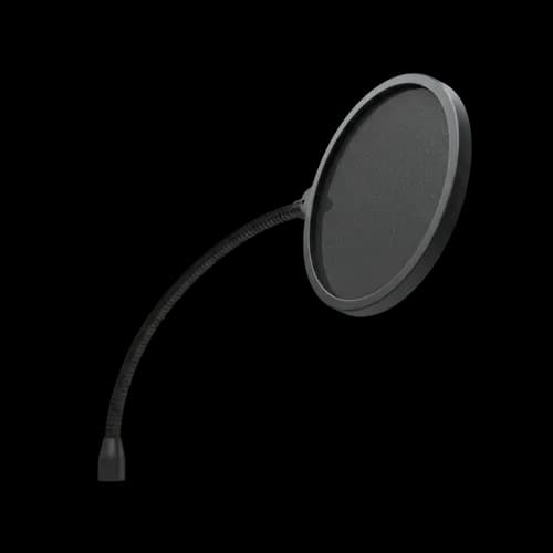 Black microphone pop filter for studio voice recording