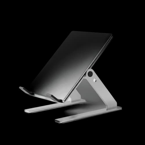 Adjustable silver aluminum laptop stand for desk