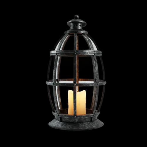 Linterna de metal negro con vela encendida descarga gratuita