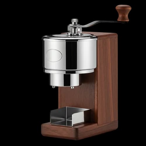 Vintage manual coffee grinder with wood and metal finish