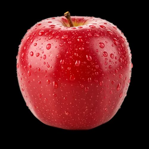 Fresh red apple with water droplets