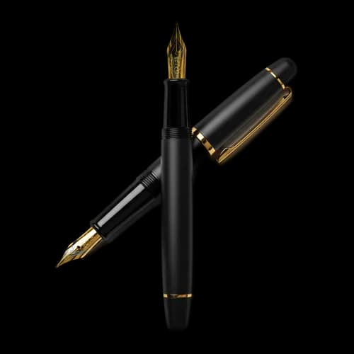 Elegant black fountain pen with gold nib for professional writing