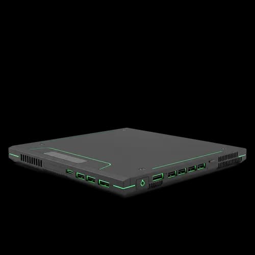 Ordinateur Portable Gaming Noir Fermé Lumières Néon Vertes PNG