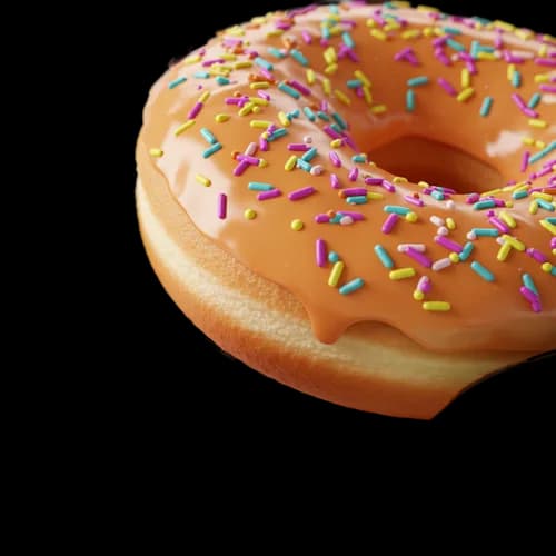 Fresh glazed donut with colorful sprinkles on top