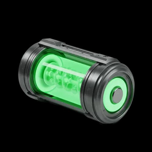 Green glowing battery cylinder icon