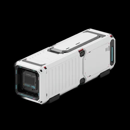 Futuristic white power generator industrial machine
