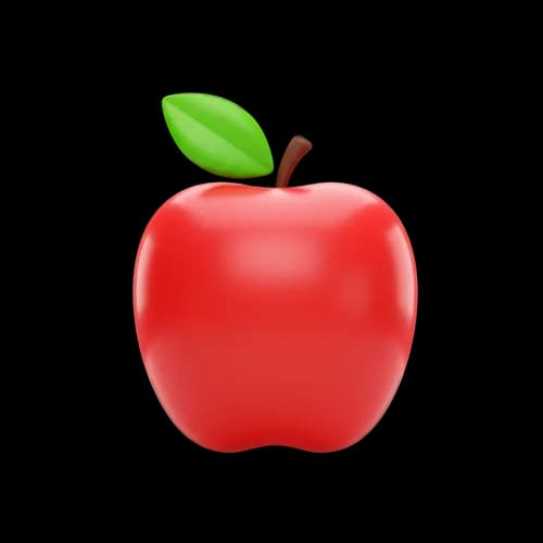 Fresh red apple with a green leaf 3d icon