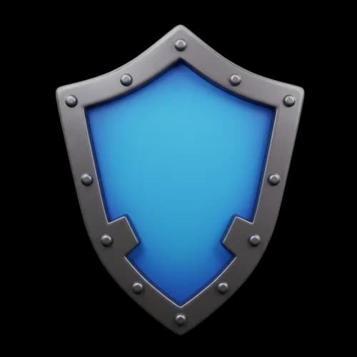 Blue metal shield icon for security and protection
