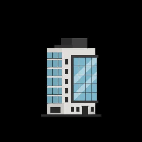 Modern office building icon for business