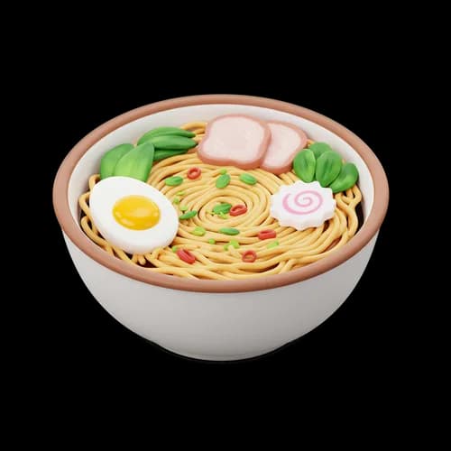 Bowl of delicious ramen noodles with egg and meat