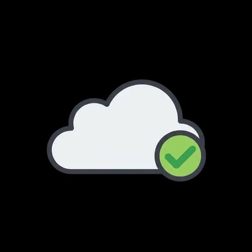 Cloud icon with a green check mark symbol