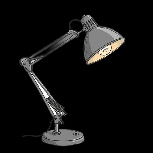 Adjustable grey metal desk lamp for reading and office work