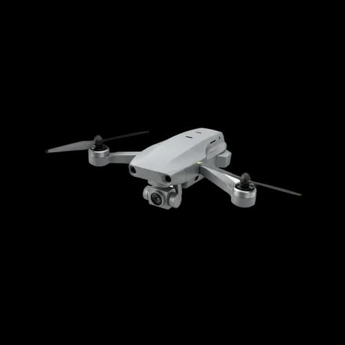 Modern grey camera drone flying in the air