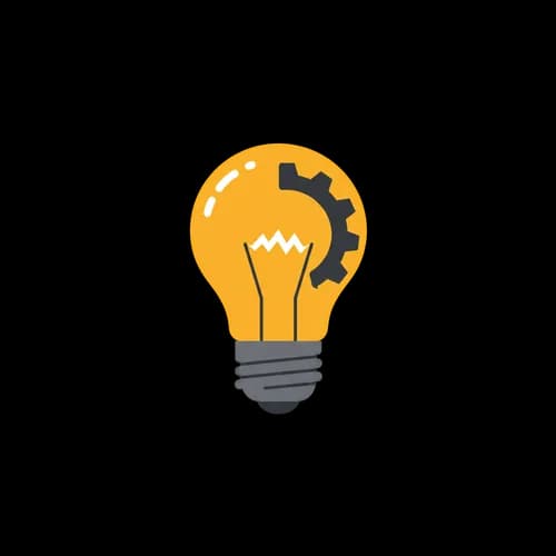 Yellow light bulb icon with a black gear inside