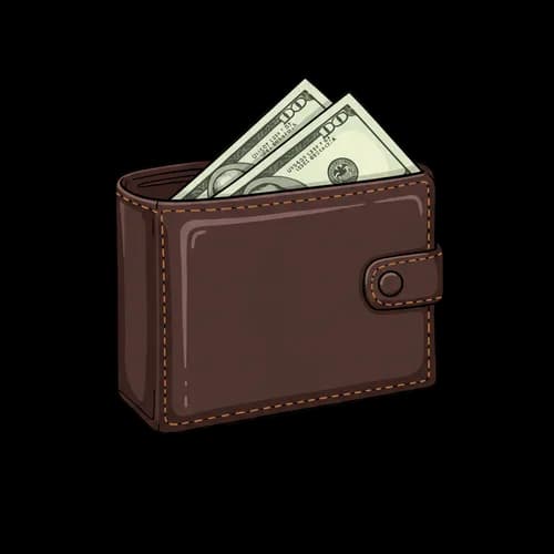 Brown leather wallet with paper money inside
