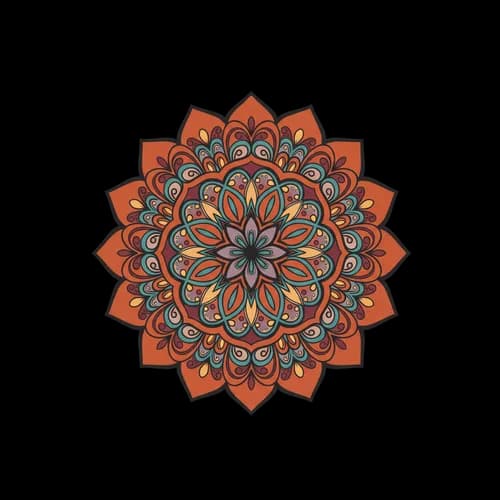 Colorful floral mandala pattern circular design