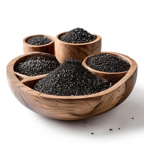 High Detail Black Sesame Whole And Ground Form Product Packshot Style Front View