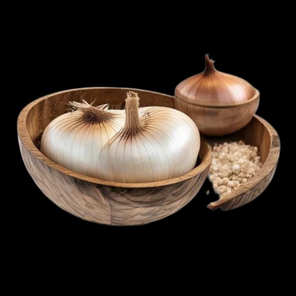 High Detail Onion Whole And Ground Form Product Packshot Style Front View Side V
