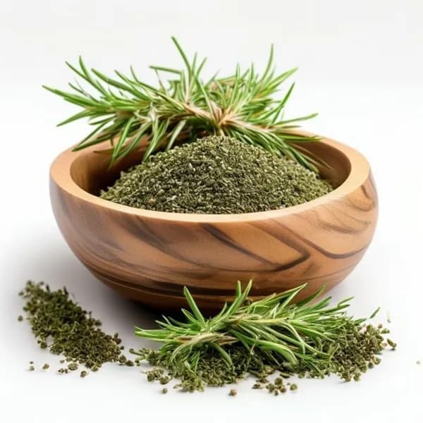 High Detail Rosemary Whole And Ground Form Product Packshot Style Front View Sid