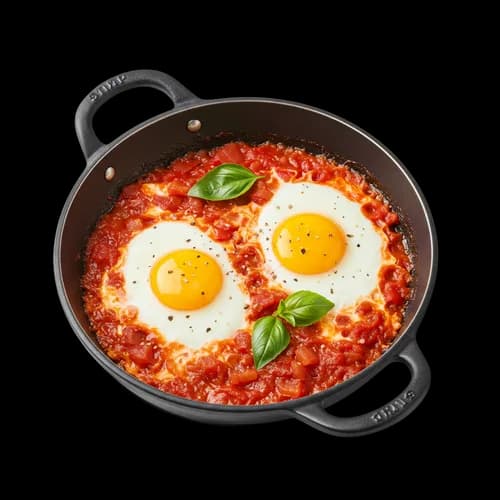 Israeli Shakshuka Eggs Poached Spicy Tomato Sauce Transparent