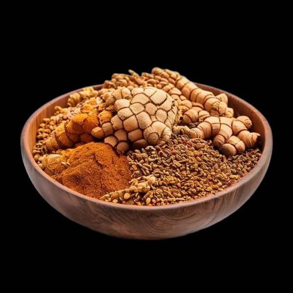 Marketplace Ready Dry Ginger Whole And Powder Display In Bowl With Scattered Spi