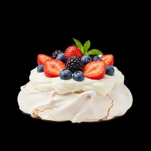 New Zealand Pavlova Meringue Dessert Fresh Berries Cream Transparent JPG Image
