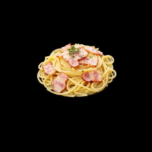 Plate Spaghetti Carbonara Creamy Sauce Bacon Italian Pasta Transparent JPG Image