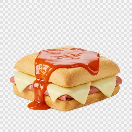 Portuguese Francesinha Sandwich Melted Cheese Sauce Transparent